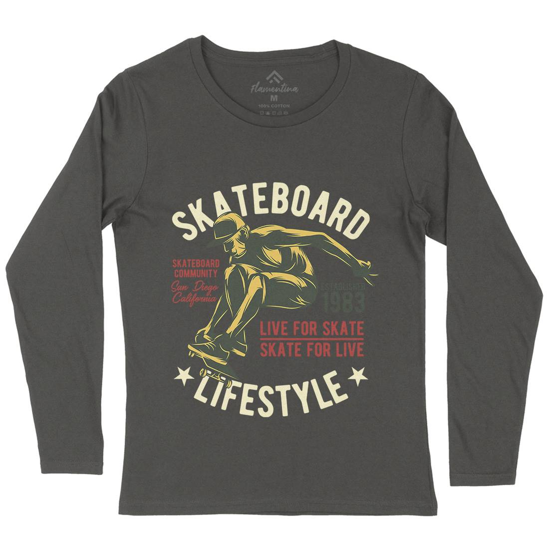Skater Womens Long Sleeve T-Shirt Skate B334