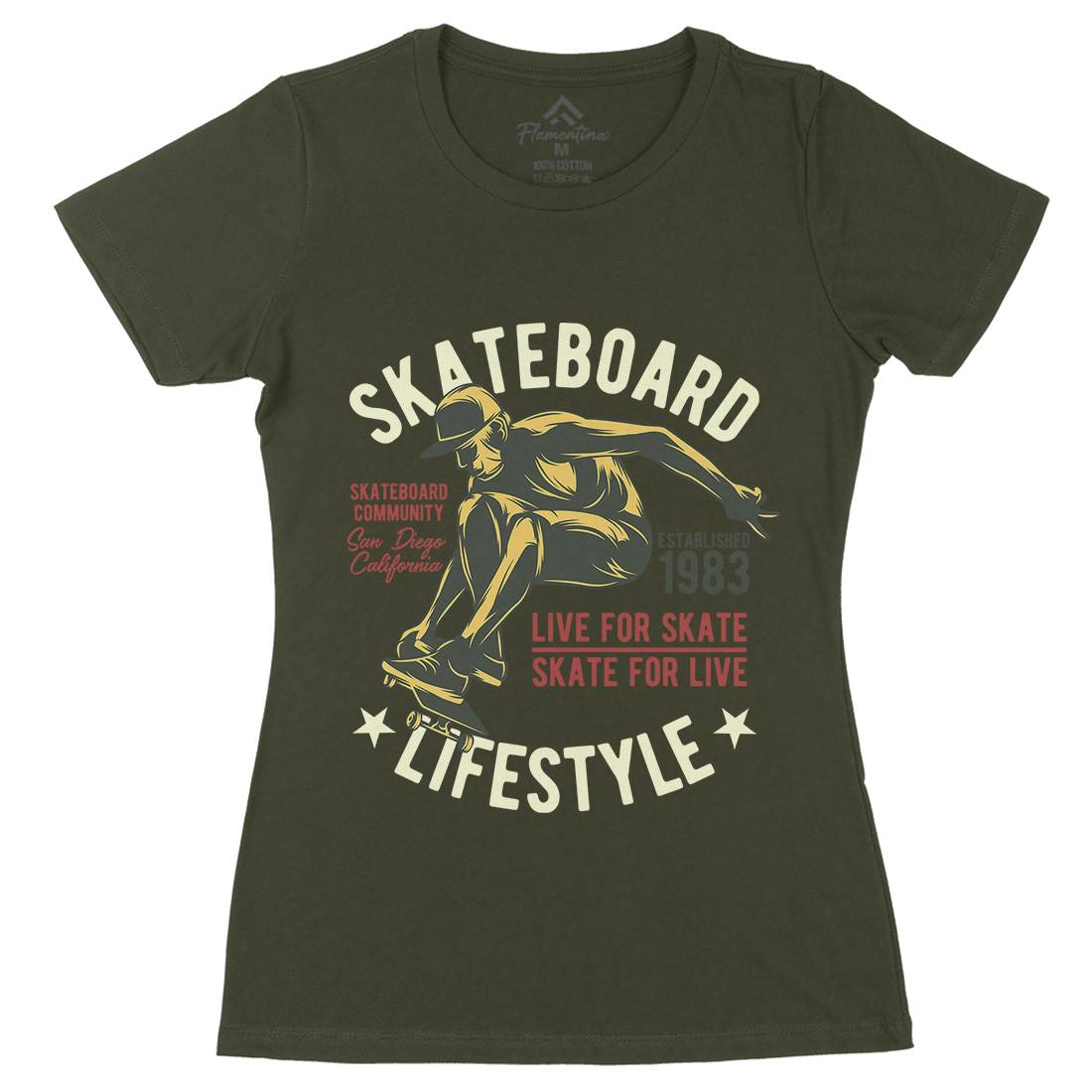 Skater Womens Organic Crew Neck T-Shirt Skate B334