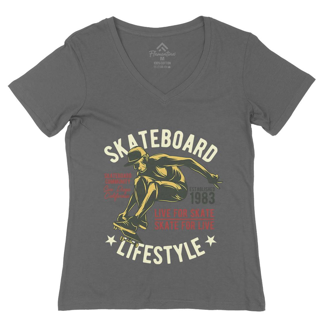 Skater Womens Organic V-Neck T-Shirt Skate B334