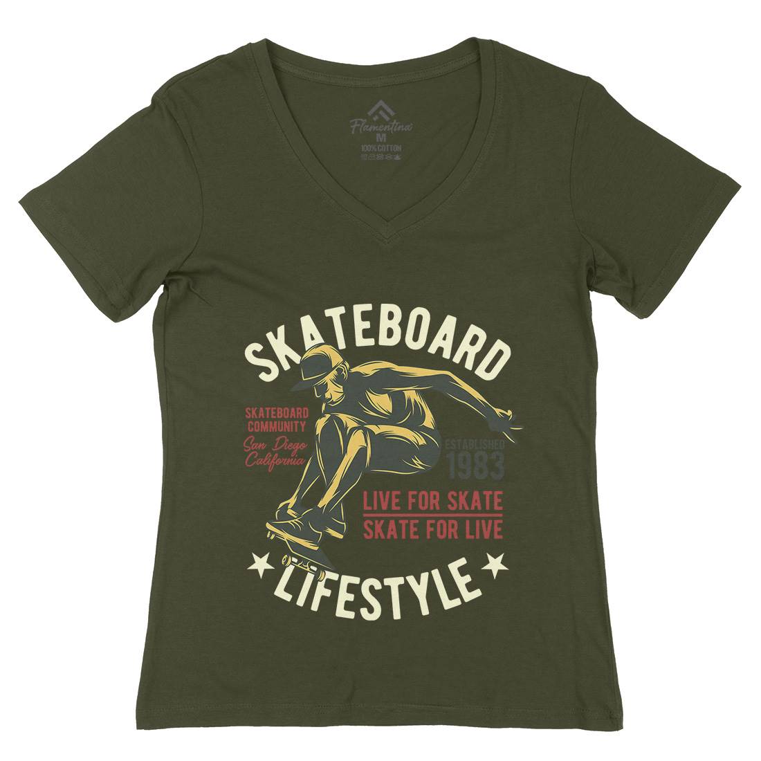 Skater Womens Organic V-Neck T-Shirt Skate B334