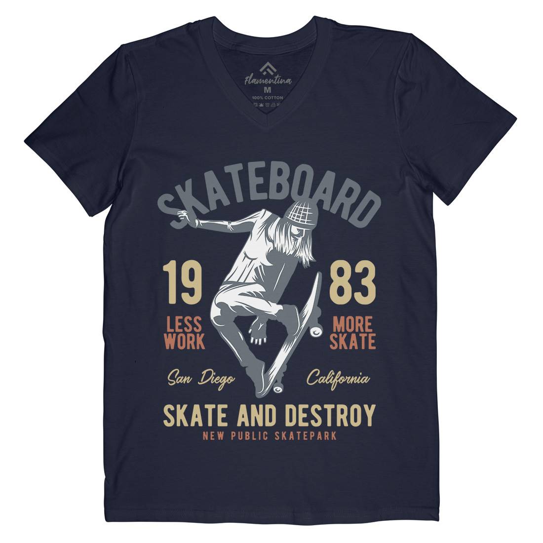 Skater Mens V-Neck T-Shirt Skate B336