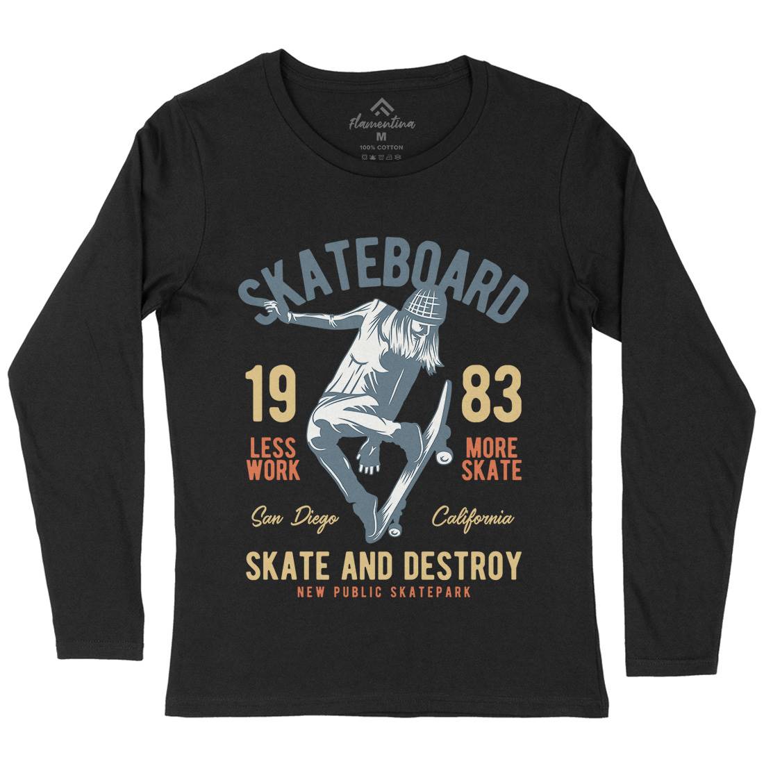 Skater Womens Long Sleeve T-Shirt Skate B336