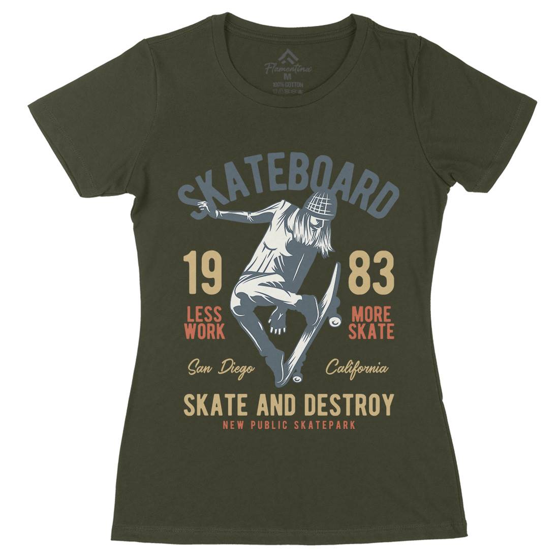 Skater Womens Organic Crew Neck T-Shirt Skate B336