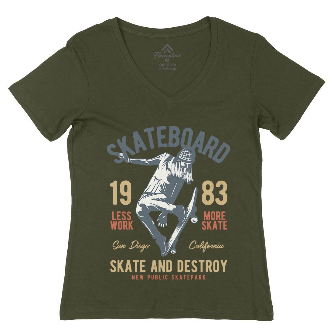 Skater Womens Organic V-Neck T-Shirt Skate B336