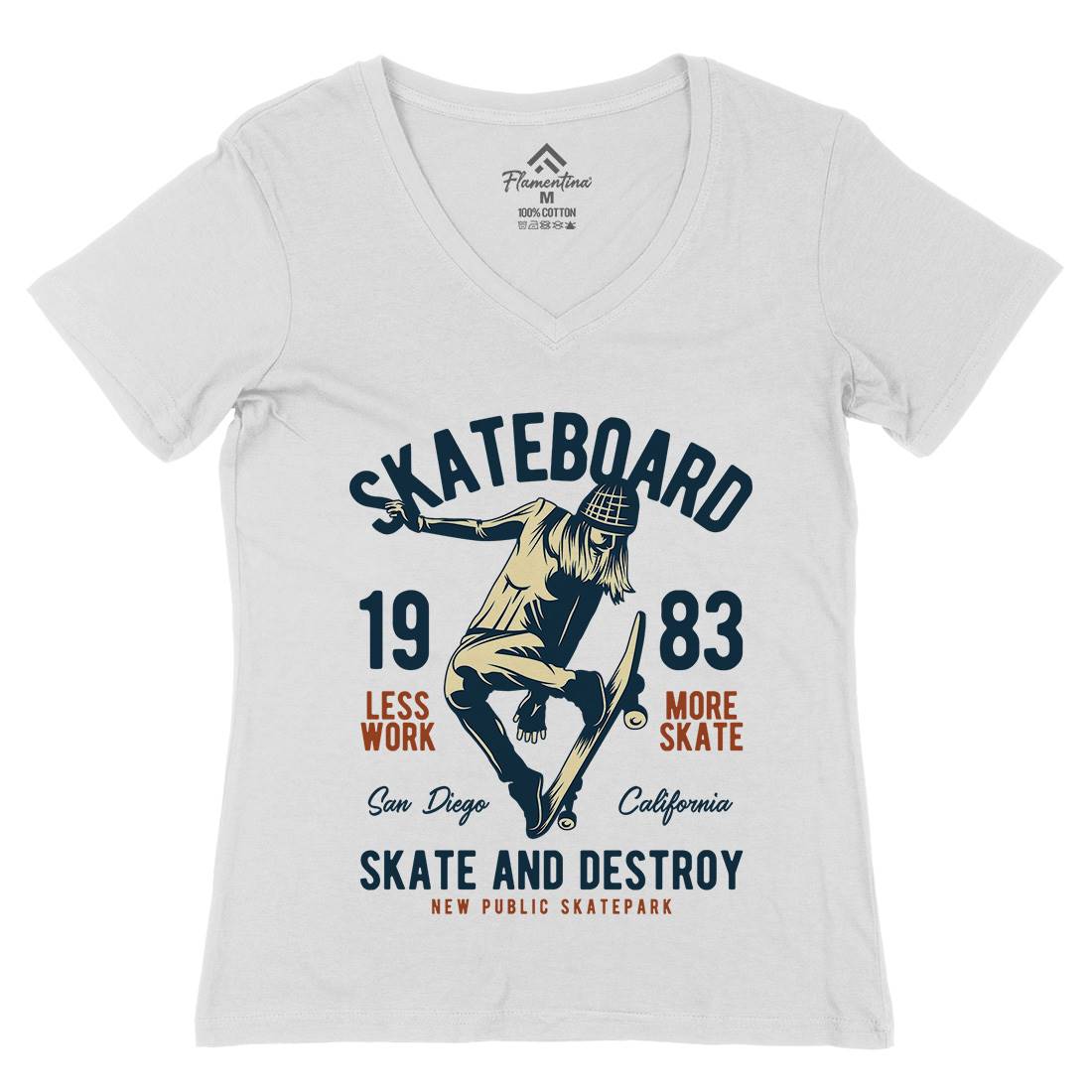 Skater Womens Organic V-Neck T-Shirt Skate B336