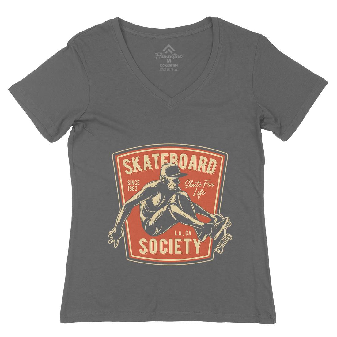 Skater Womens Organic V-Neck T-Shirt Skate B337