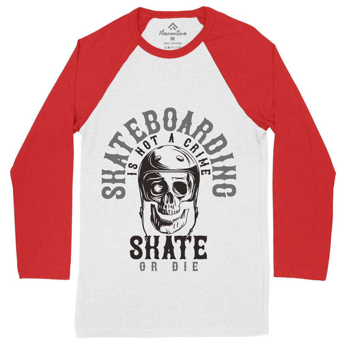 Skater Mens Long Sleeve Baseball T-Shirt Skate B340