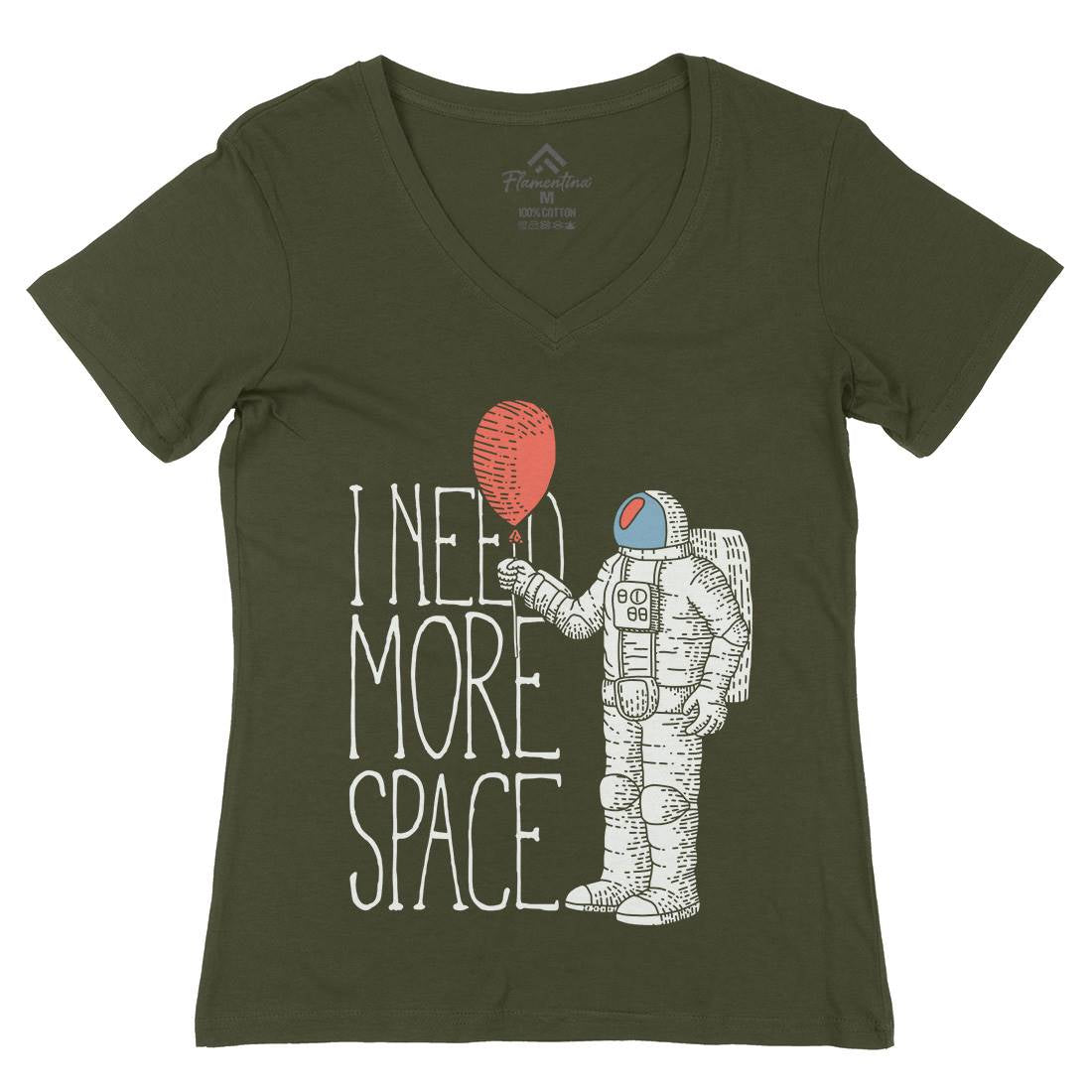 Need More Womens Organic V-Neck T-Shirt Space B341