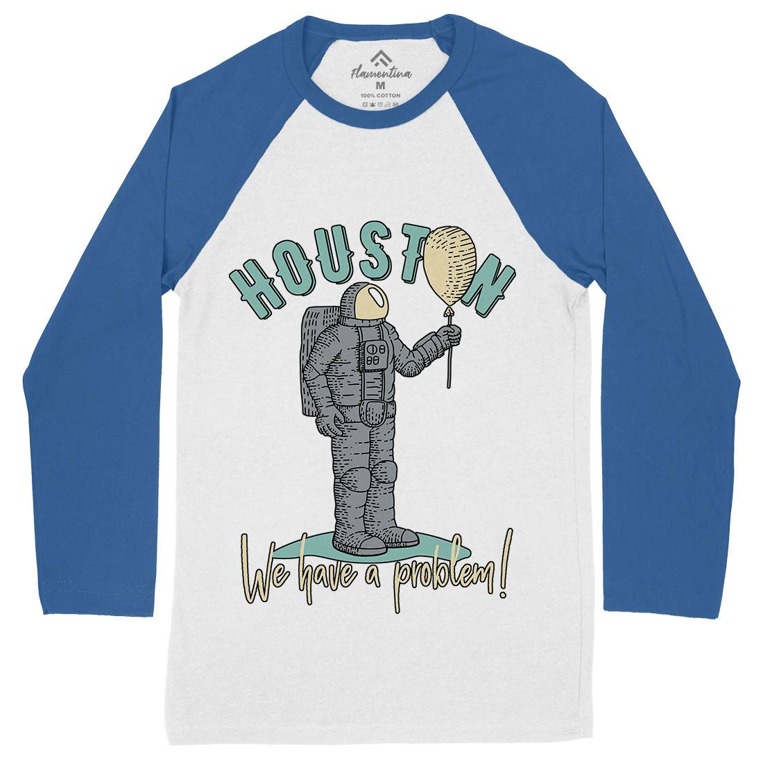 Huston Problem Mens Long Sleeve Baseball T-Shirt Space B342