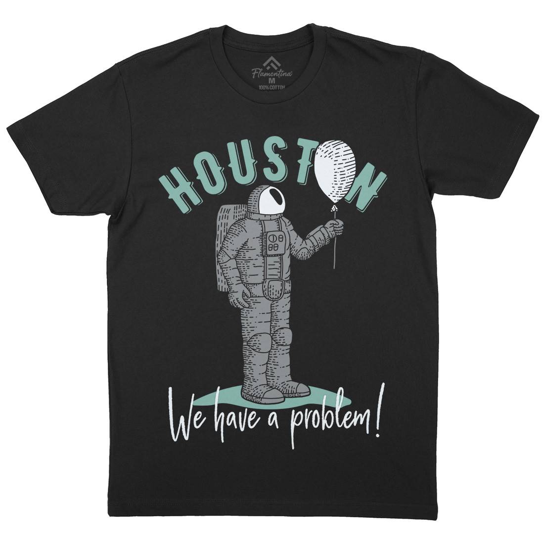 Huston Problem Mens Organic Crew Neck T-Shirt Space B342