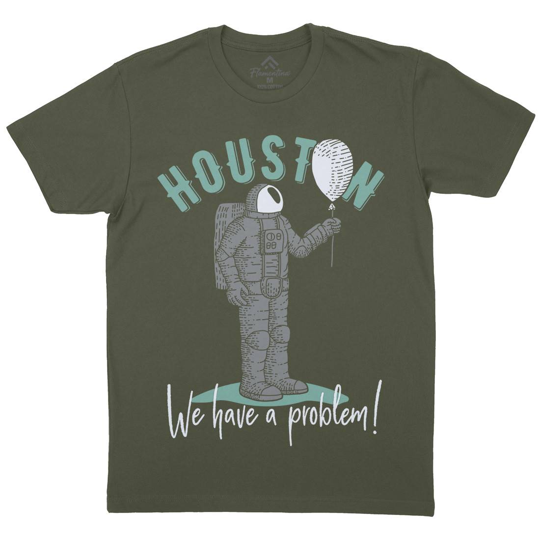 Huston Problem Mens Organic Crew Neck T-Shirt Space B342