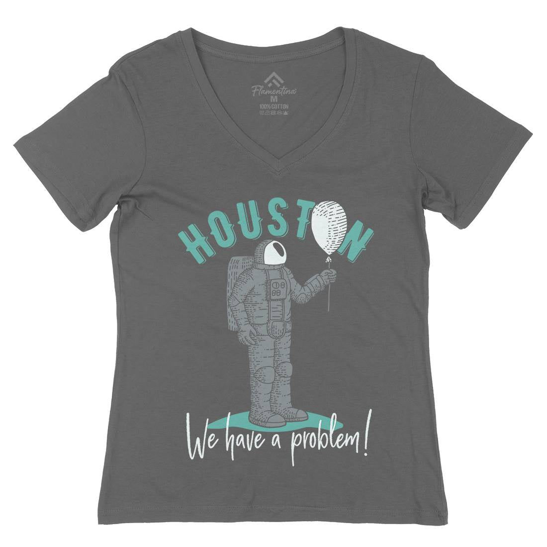 Huston Problem Womens Organic V-Neck T-Shirt Space B342