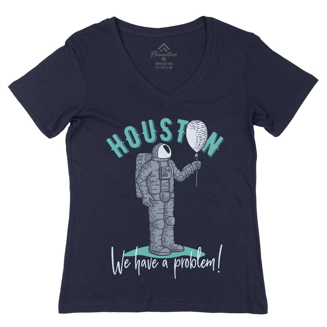Huston Problem Womens Organic V-Neck T-Shirt Space B342