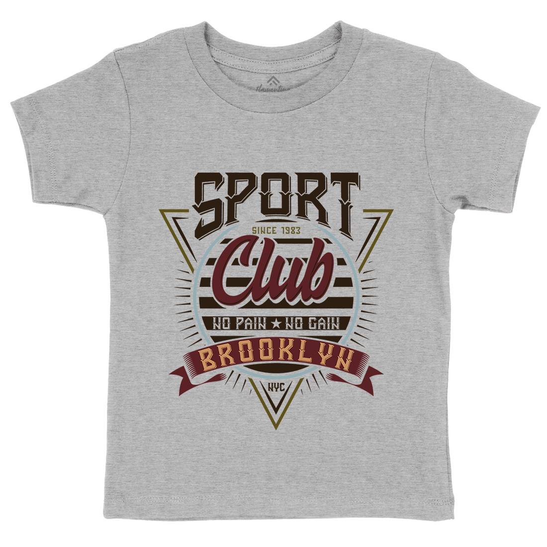 No Pain Gain Club Kids Organic Crew Neck T-Shirt Sport B343