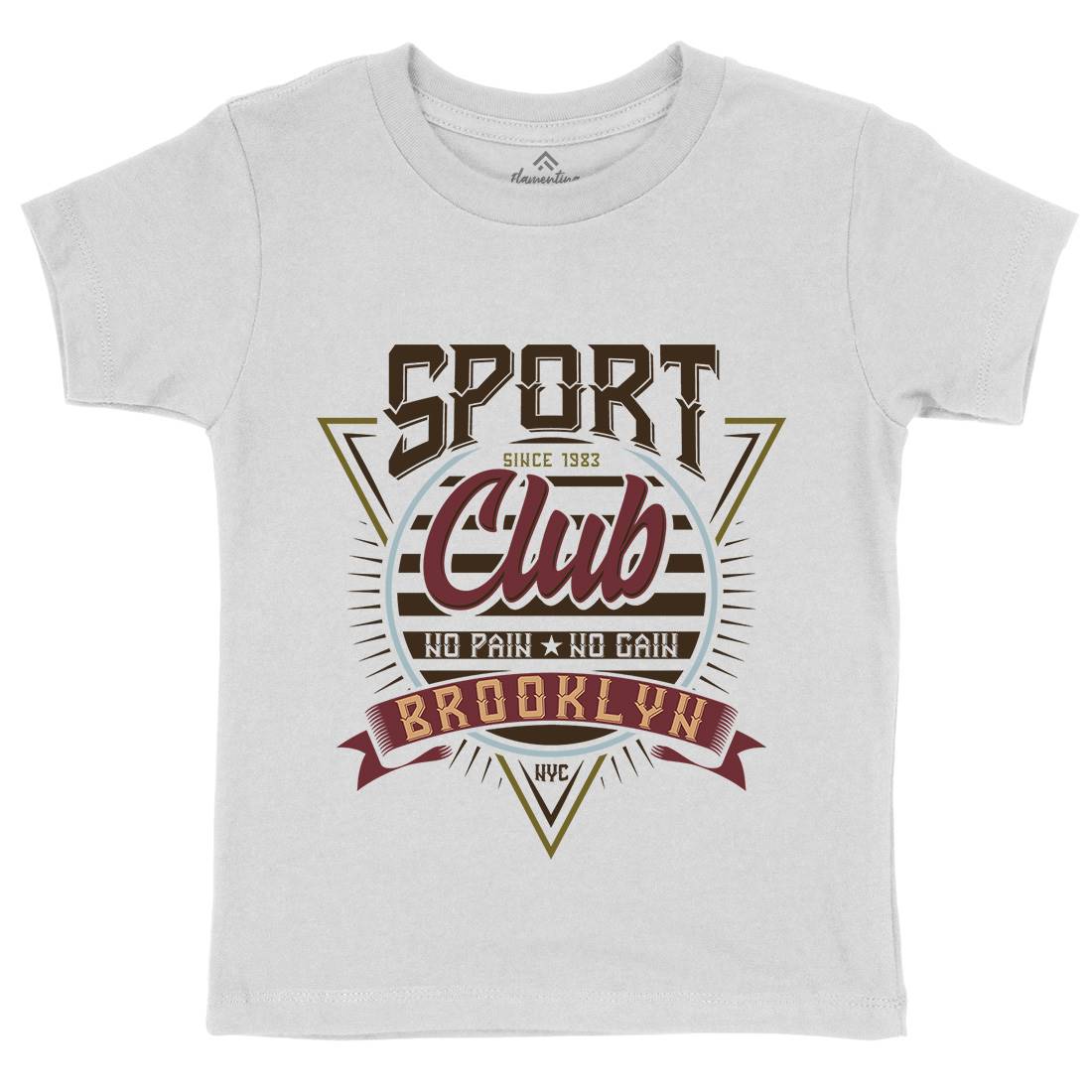 No Pain Gain Club Kids Organic Crew Neck T-Shirt Sport B343