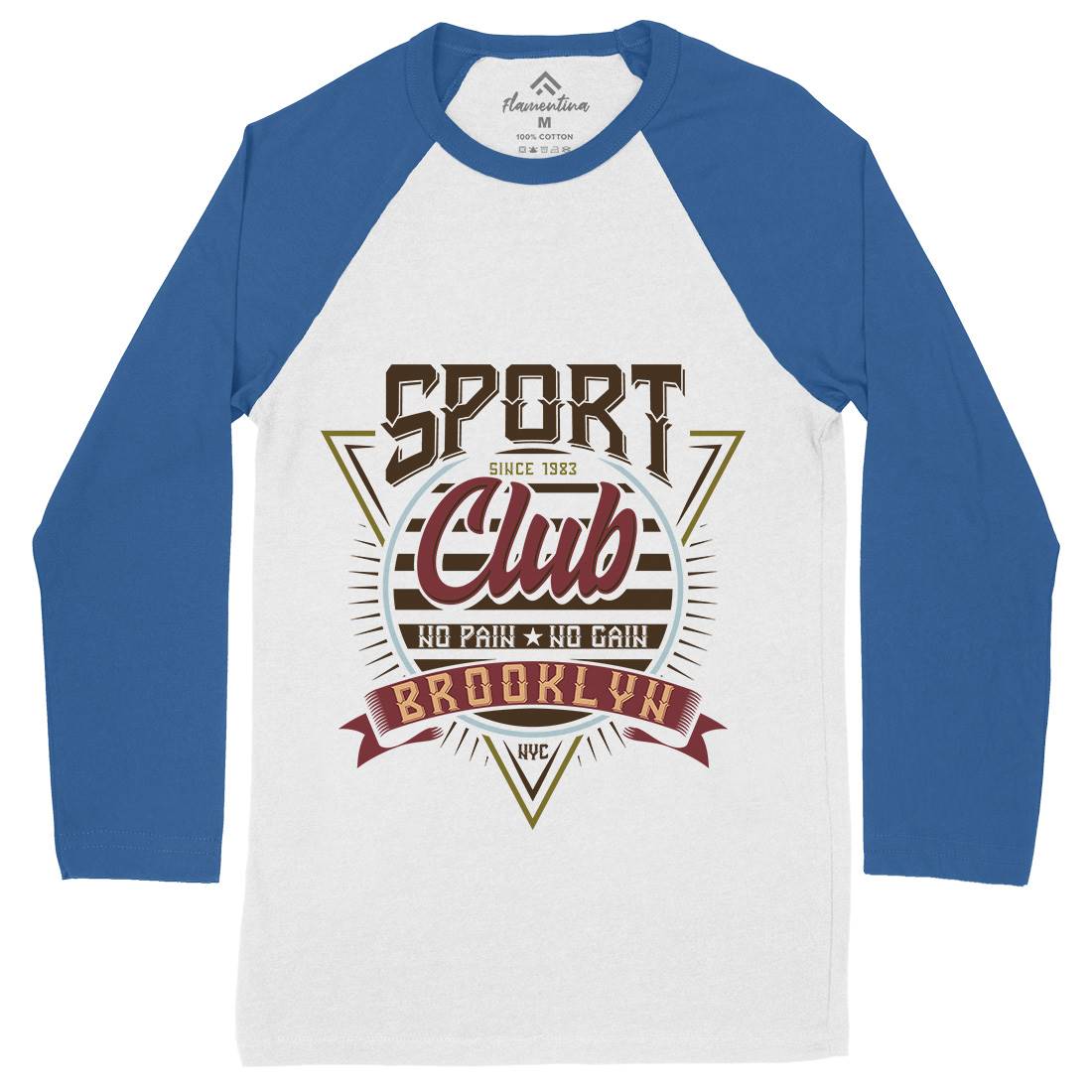 No Pain Gain Club Mens Long Sleeve Baseball T-Shirt Sport B343