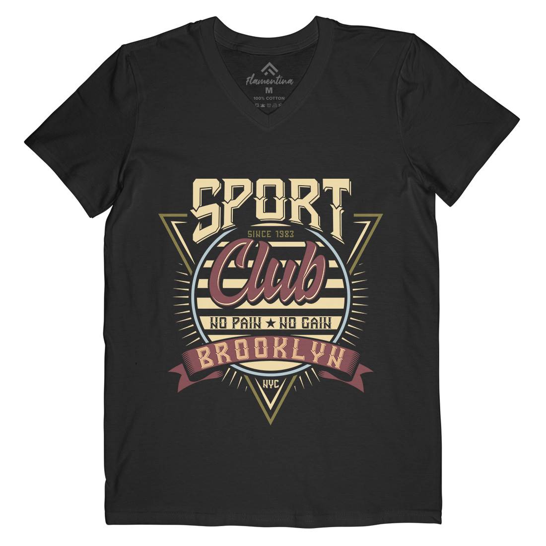 No Pain Gain Club Mens V-Neck T-Shirt Sport B343