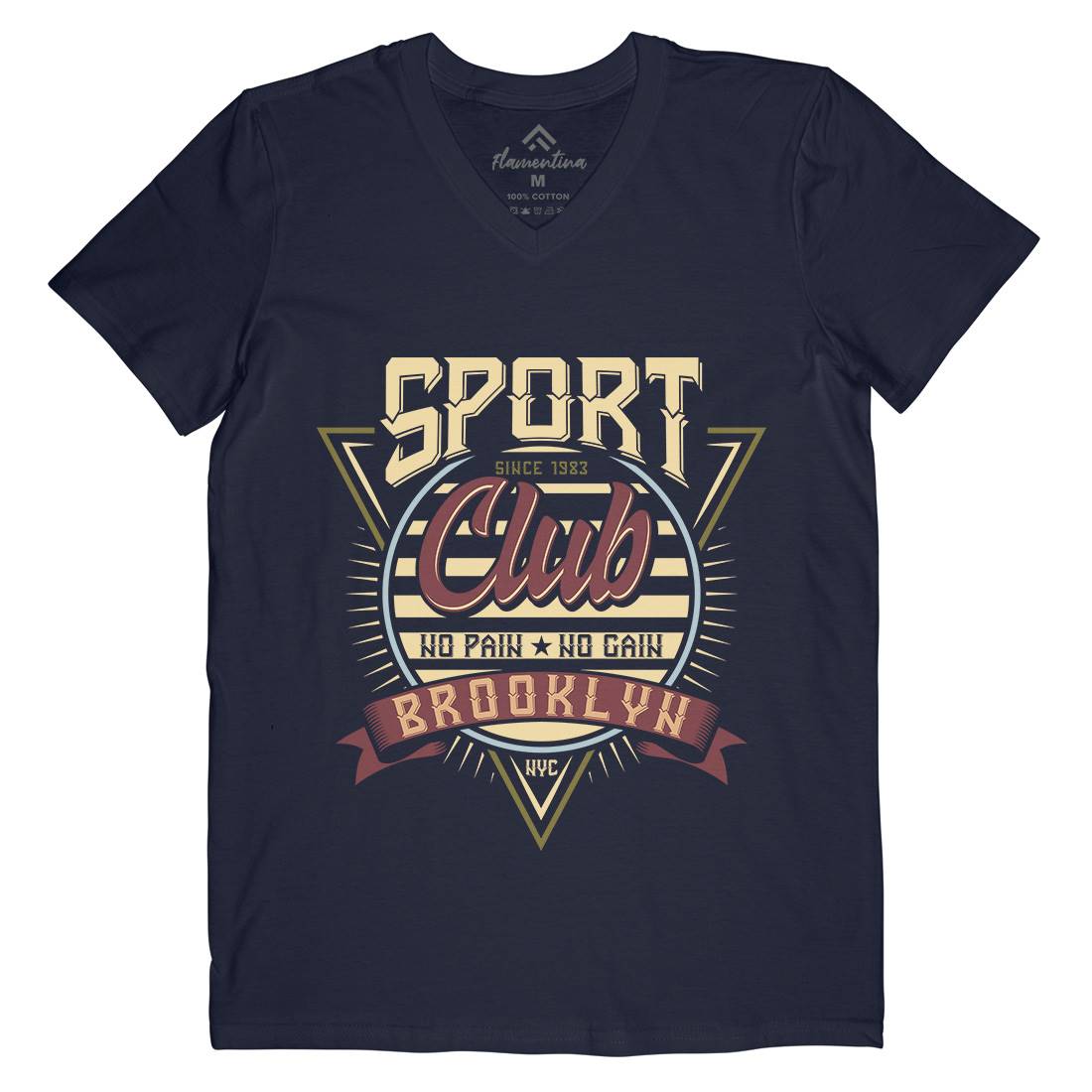 No Pain Gain Club Mens V-Neck T-Shirt Sport B343