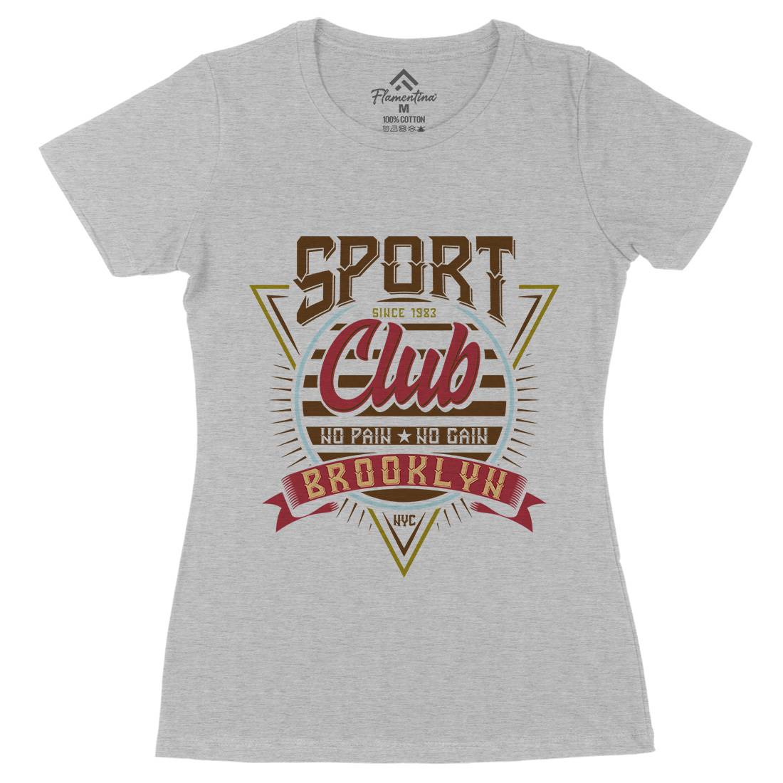 No Pain Gain Club Womens Organic Crew Neck T-Shirt Sport B343