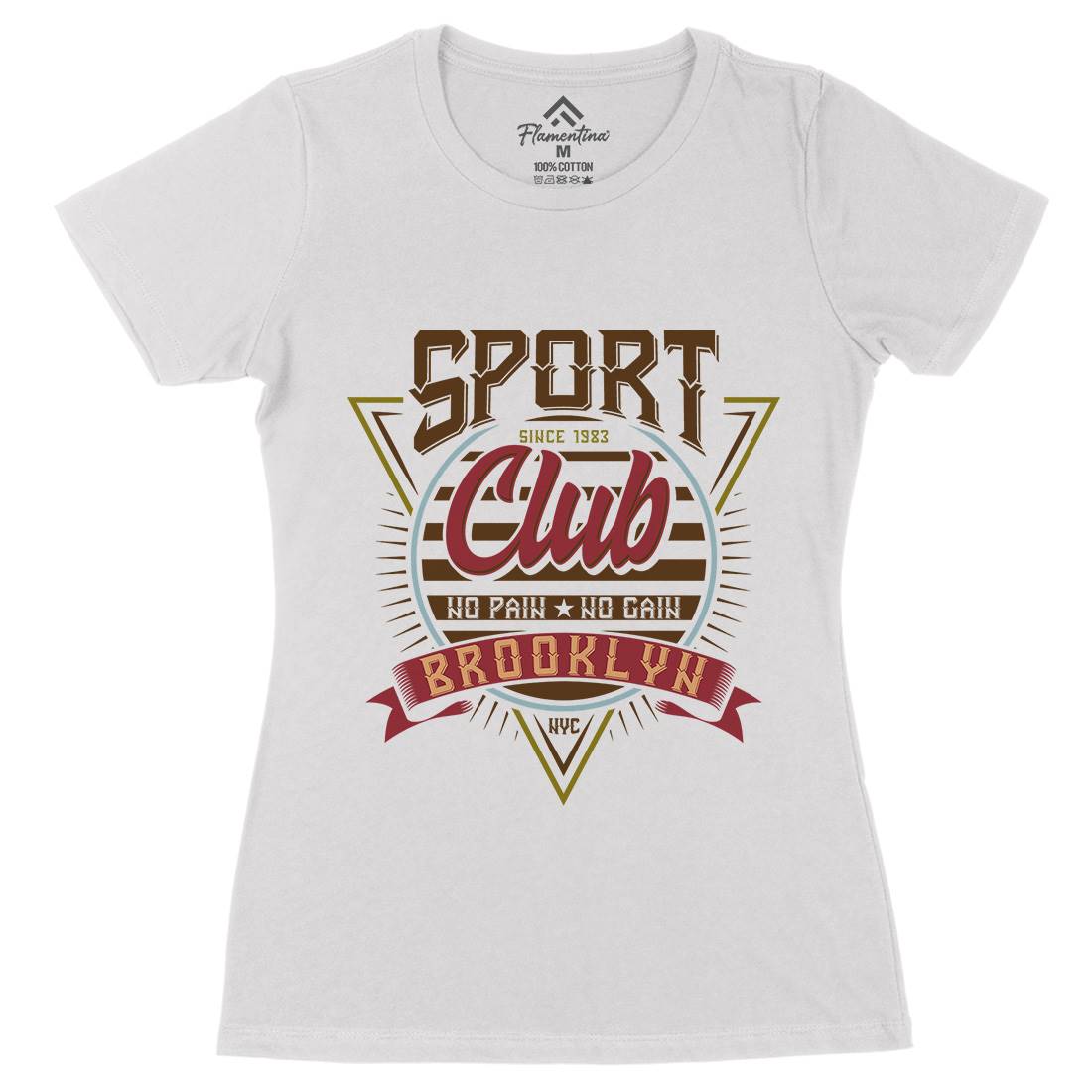 No Pain Gain Club Womens Organic Crew Neck T-Shirt Sport B343