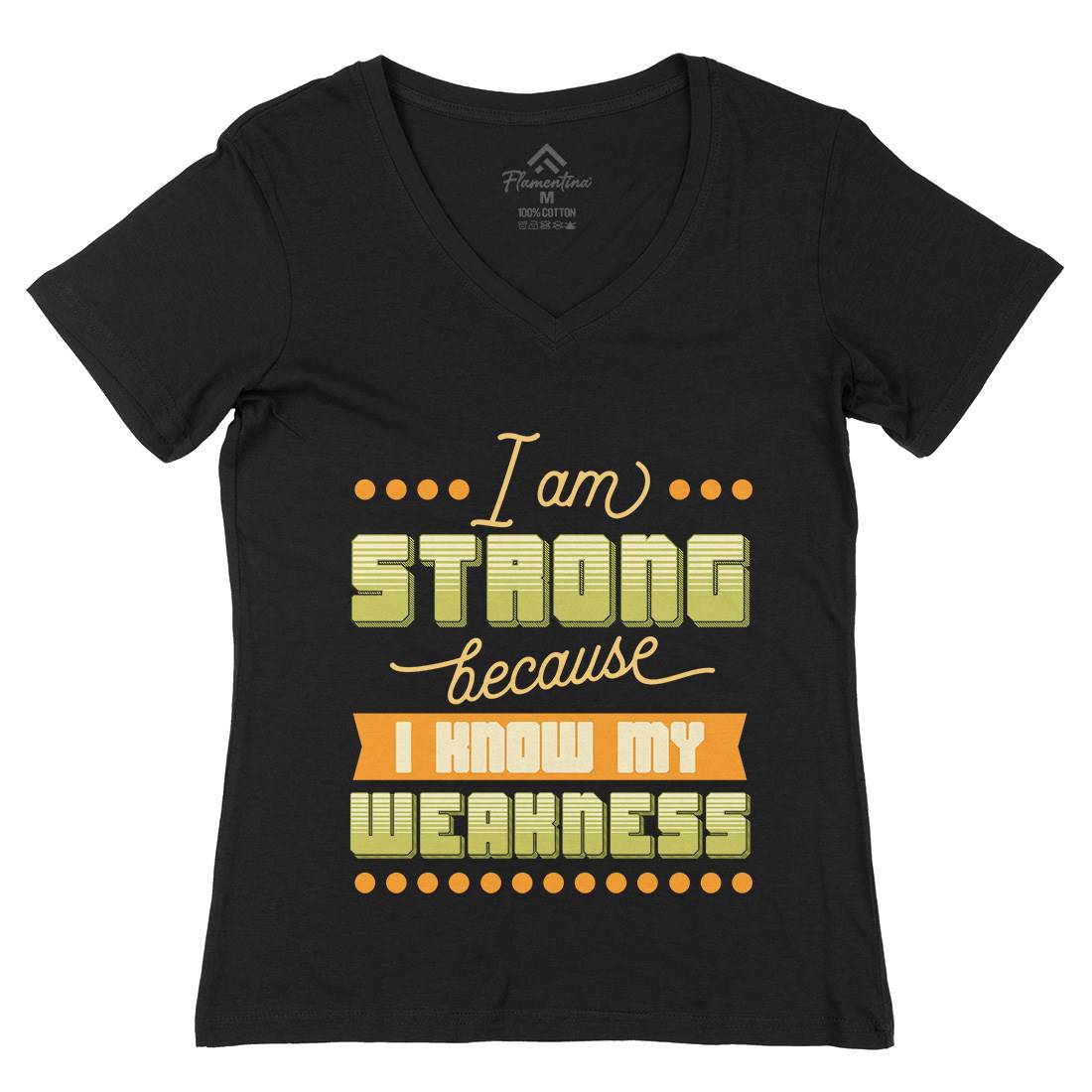 Strong Womens Organic V-Neck T-Shirt Gym B344