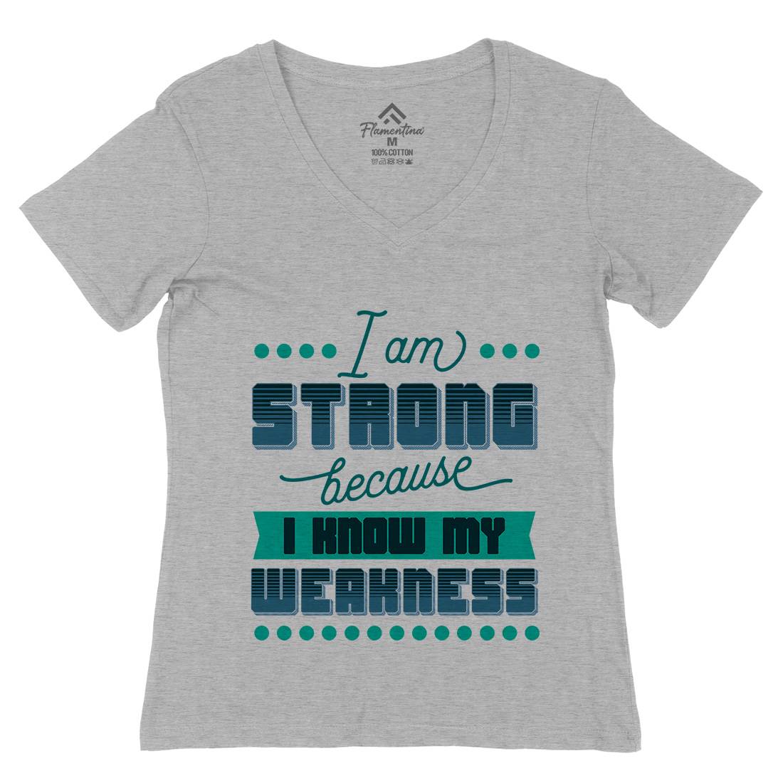 Strong Womens Organic V-Neck T-Shirt Gym B344