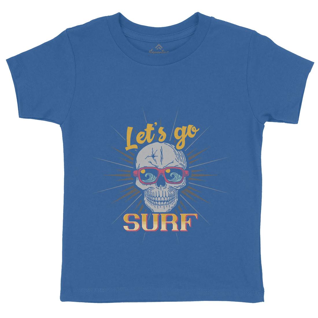 Skull Surfing Kids Organic Crew Neck T-Shirt Surf B346