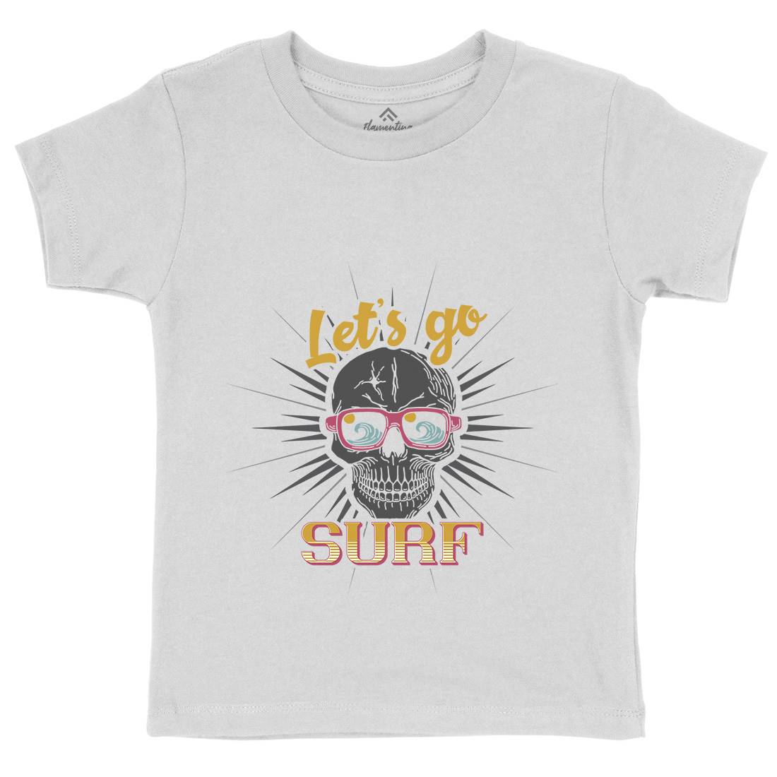 Skull Surfing Kids Organic Crew Neck T-Shirt Surf B346