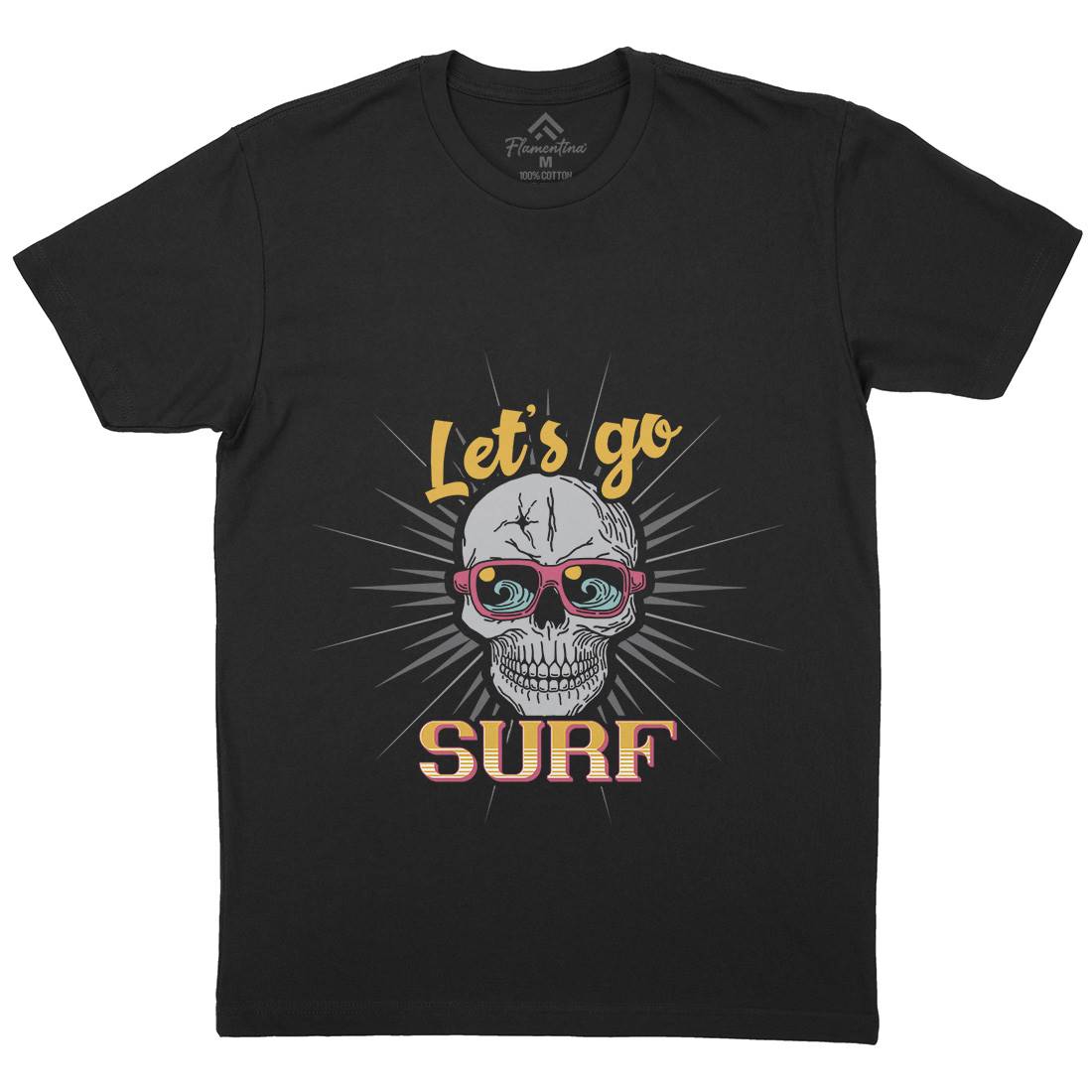 Skull Surfing Mens Crew Neck T-Shirt Surf B346