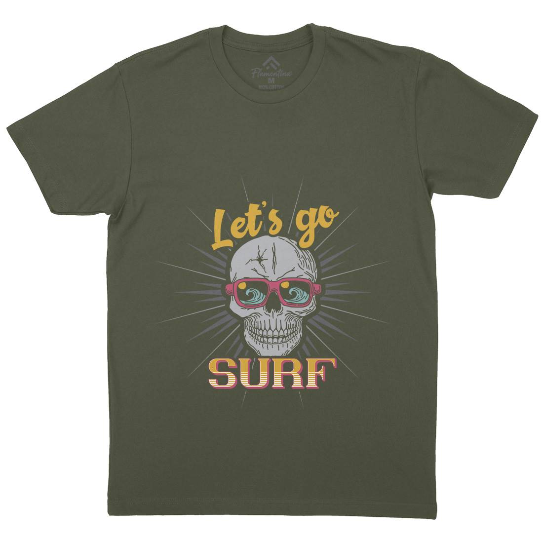 Skull Surfing Mens Organic Crew Neck T-Shirt Surf B346