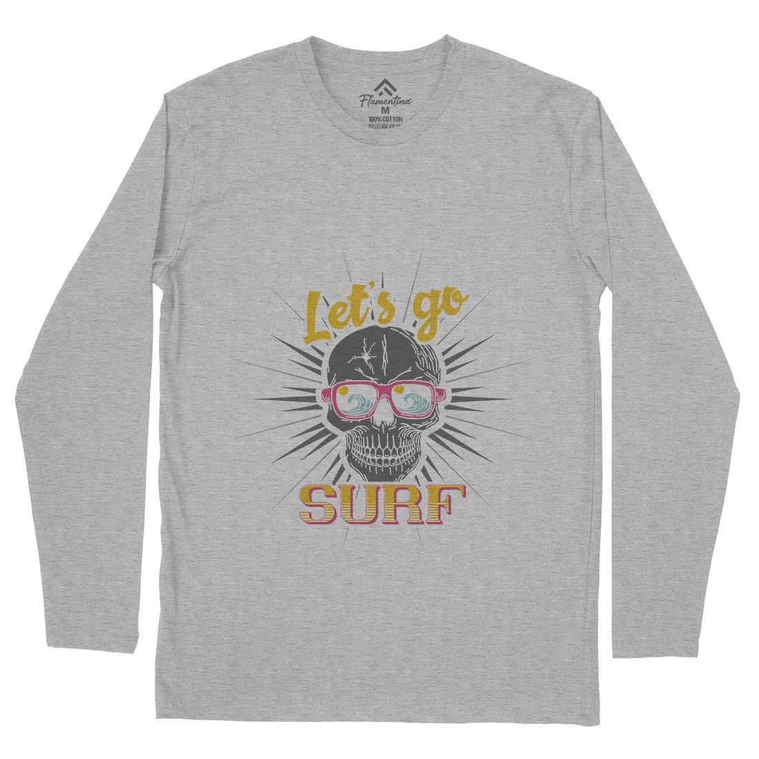 Skull Surfing Mens Long Sleeve T-Shirt Surf B346