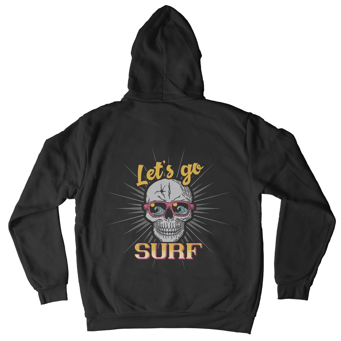 Skull Surfing Mens Hoodie With Pocket Surf B346