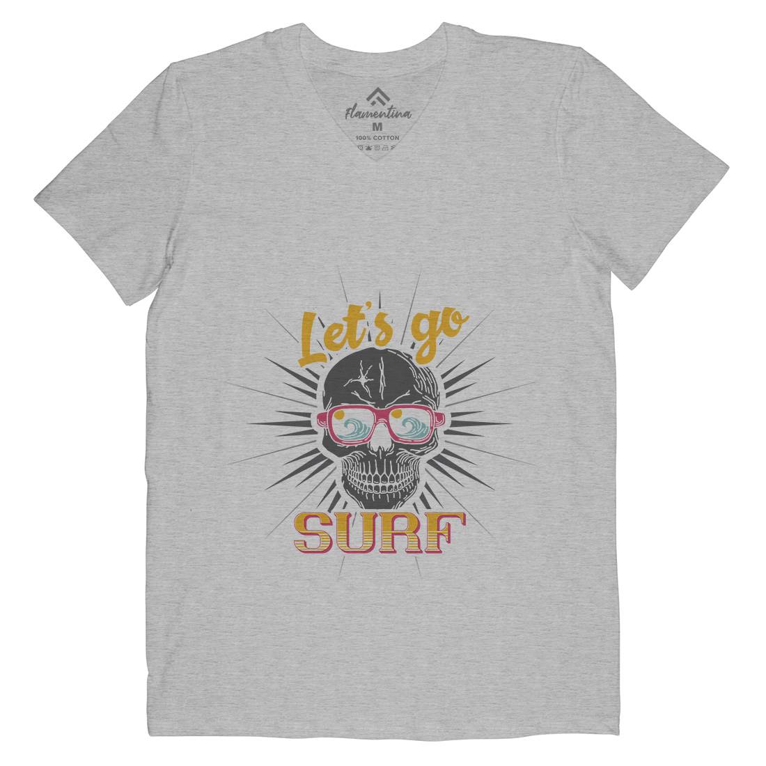 Skull Surfing Mens V-Neck T-Shirt Surf B346