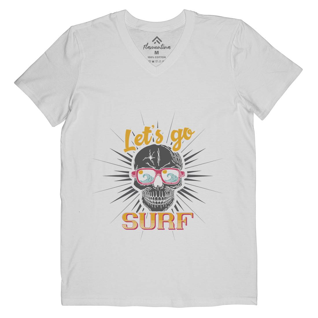 Skull Surfing Mens V-Neck T-Shirt Surf B346
