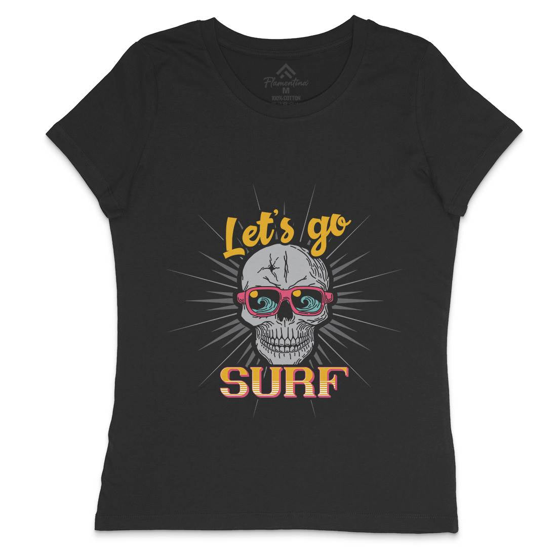 Skull Surfing Womens Crew Neck T-Shirt Surf B346