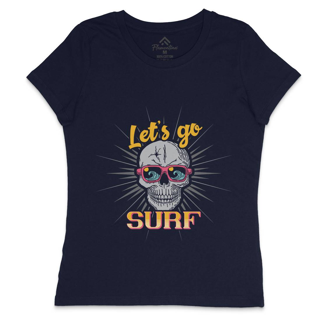 Skull Surfing Womens Crew Neck T-Shirt Surf B346