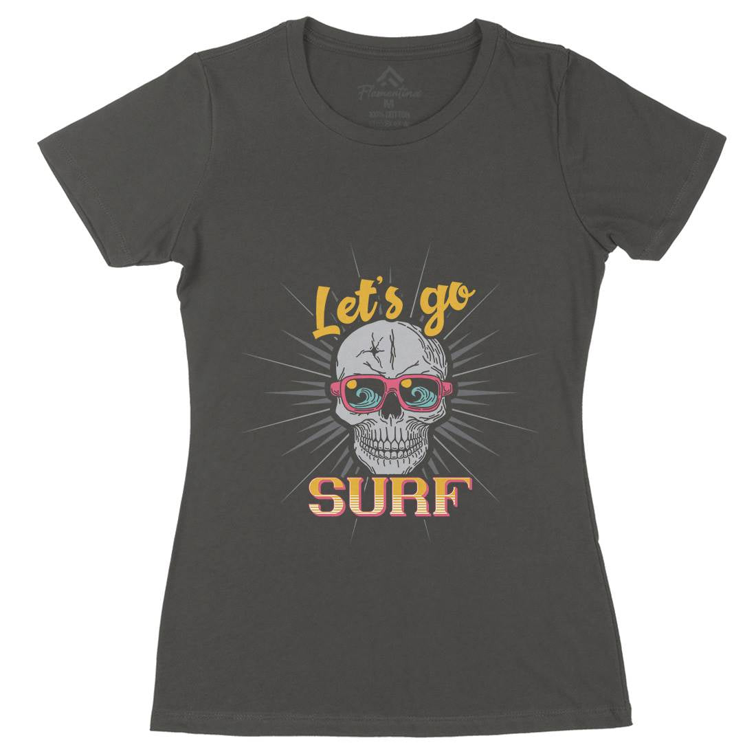 Skull Surfing Womens Organic Crew Neck T-Shirt Surf B346