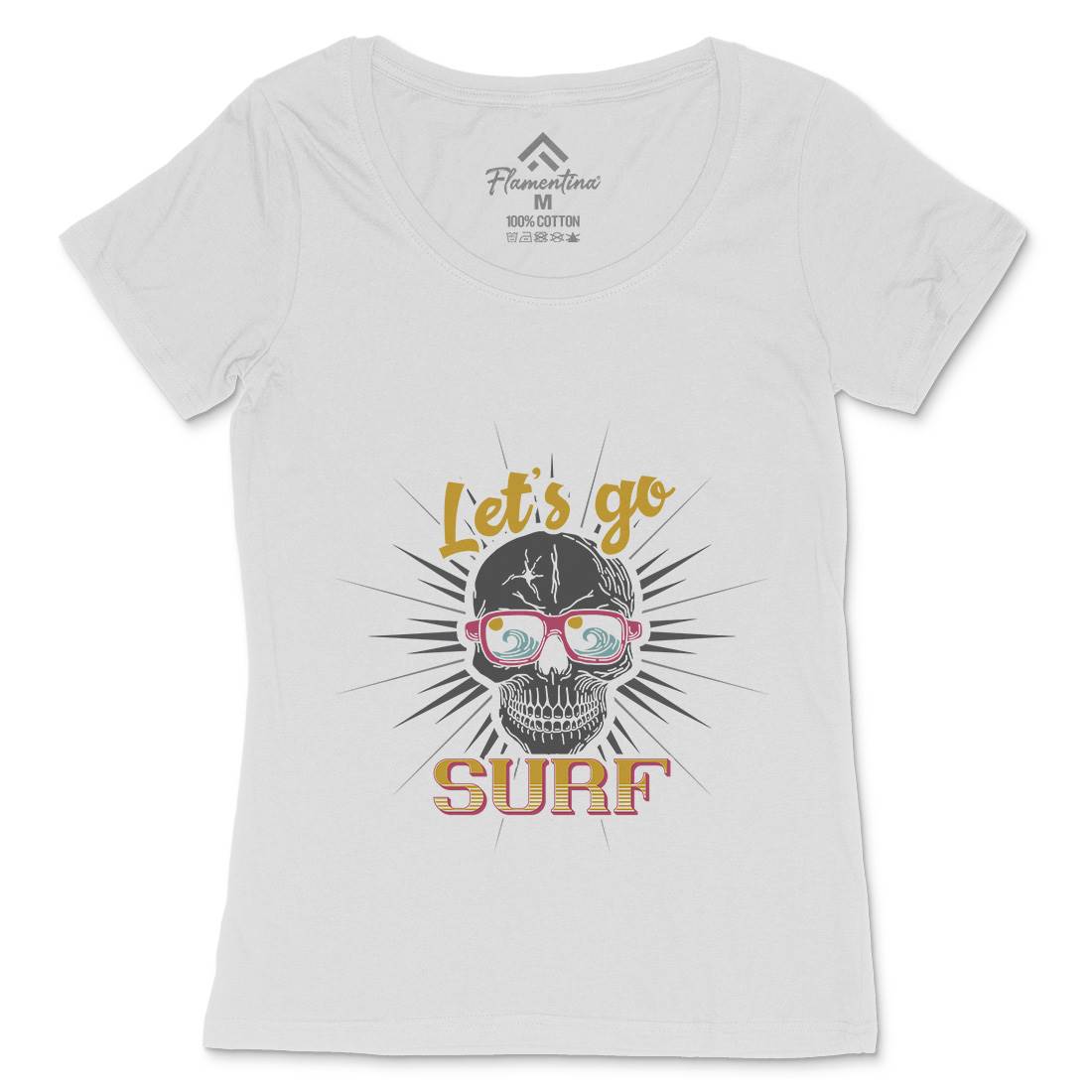 Skull Surfing Womens Scoop Neck T-Shirt Surf B346