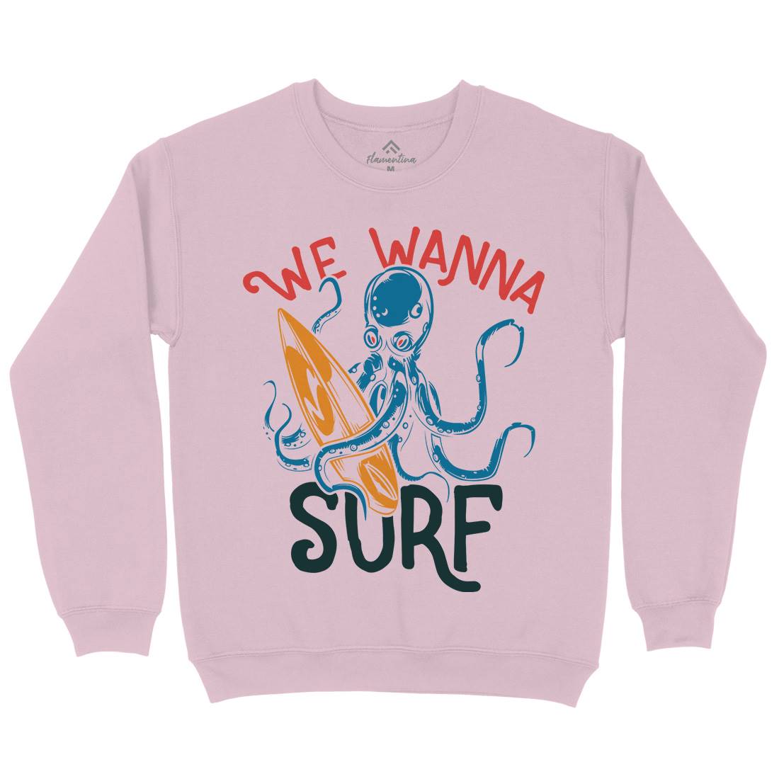 Octopus Surfing Kids Crew Neck Sweatshirt Surf B347