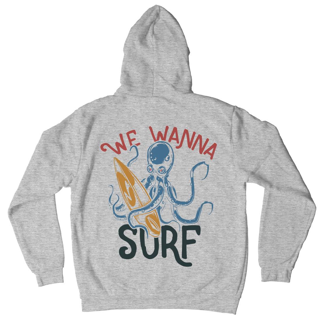 Octopus Surfing Mens Hoodie With Pocket Surf B347
