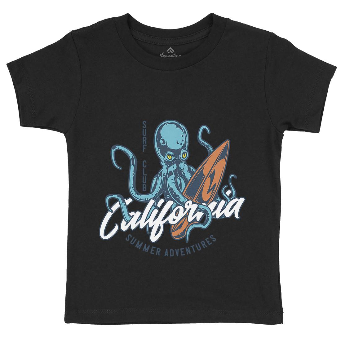 Octopus Surfing Kids Crew Neck T-Shirt Surf B348