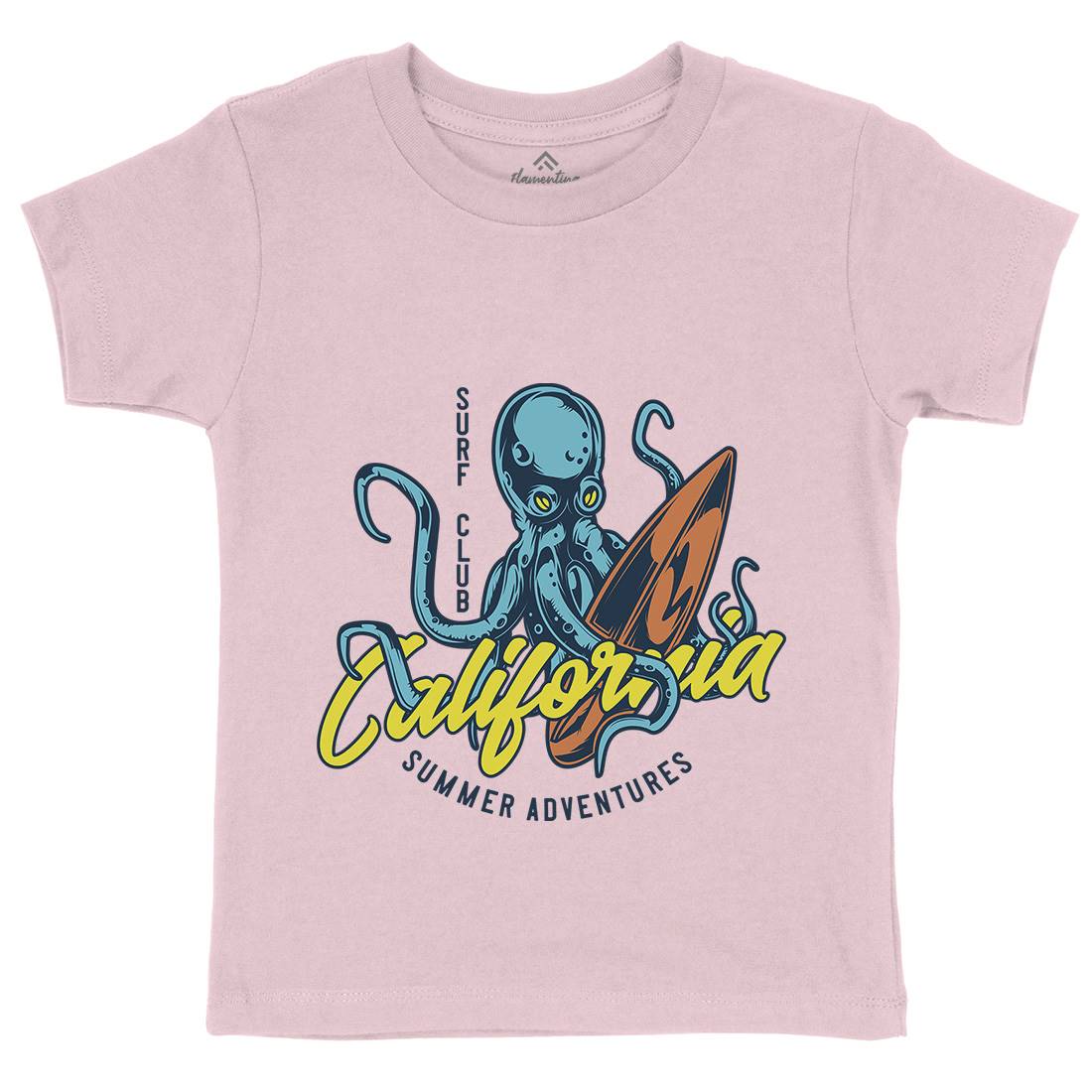 Octopus Surfing Kids Crew Neck T-Shirt Surf B348