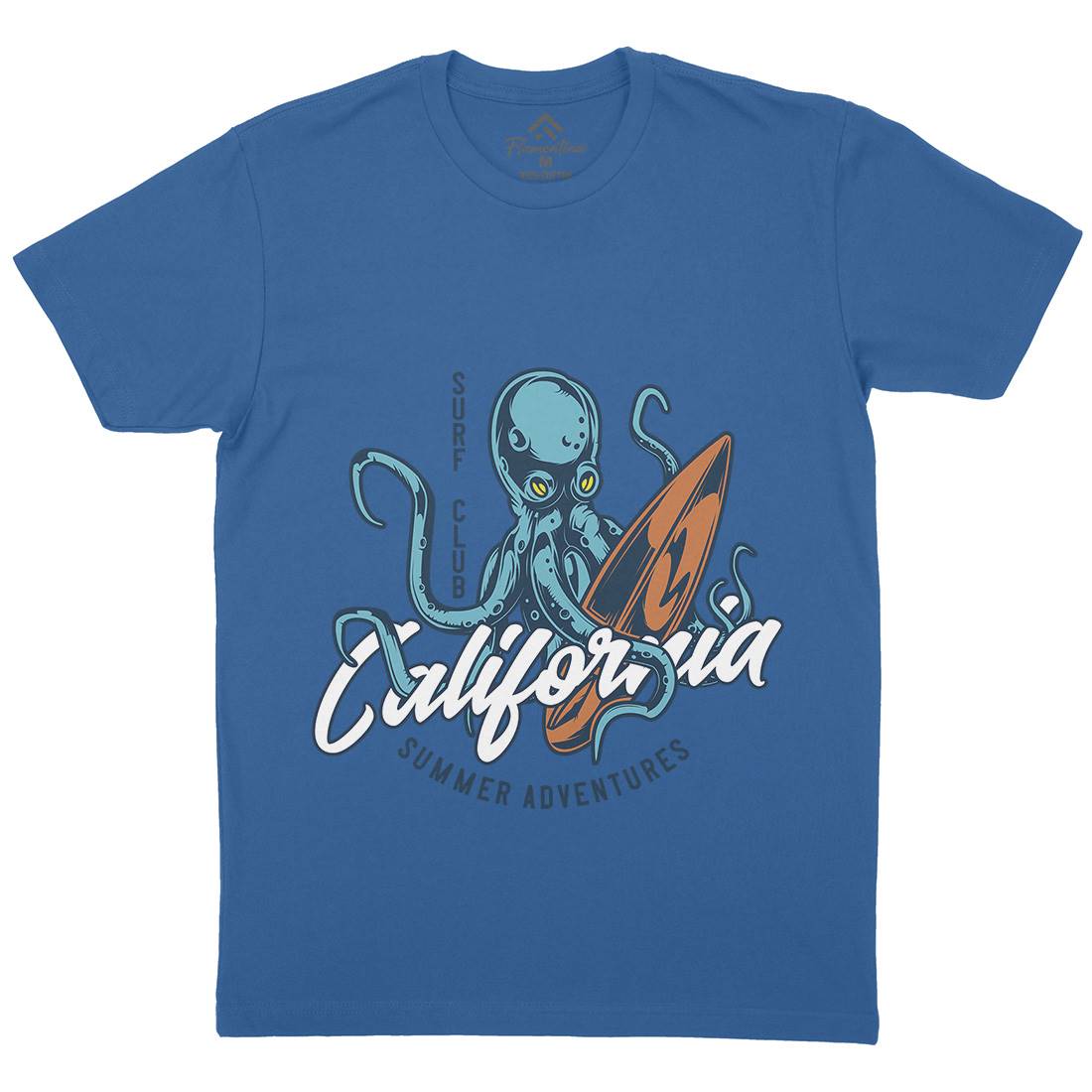 Octopus Surfing Mens Crew Neck T-Shirt Surf B348