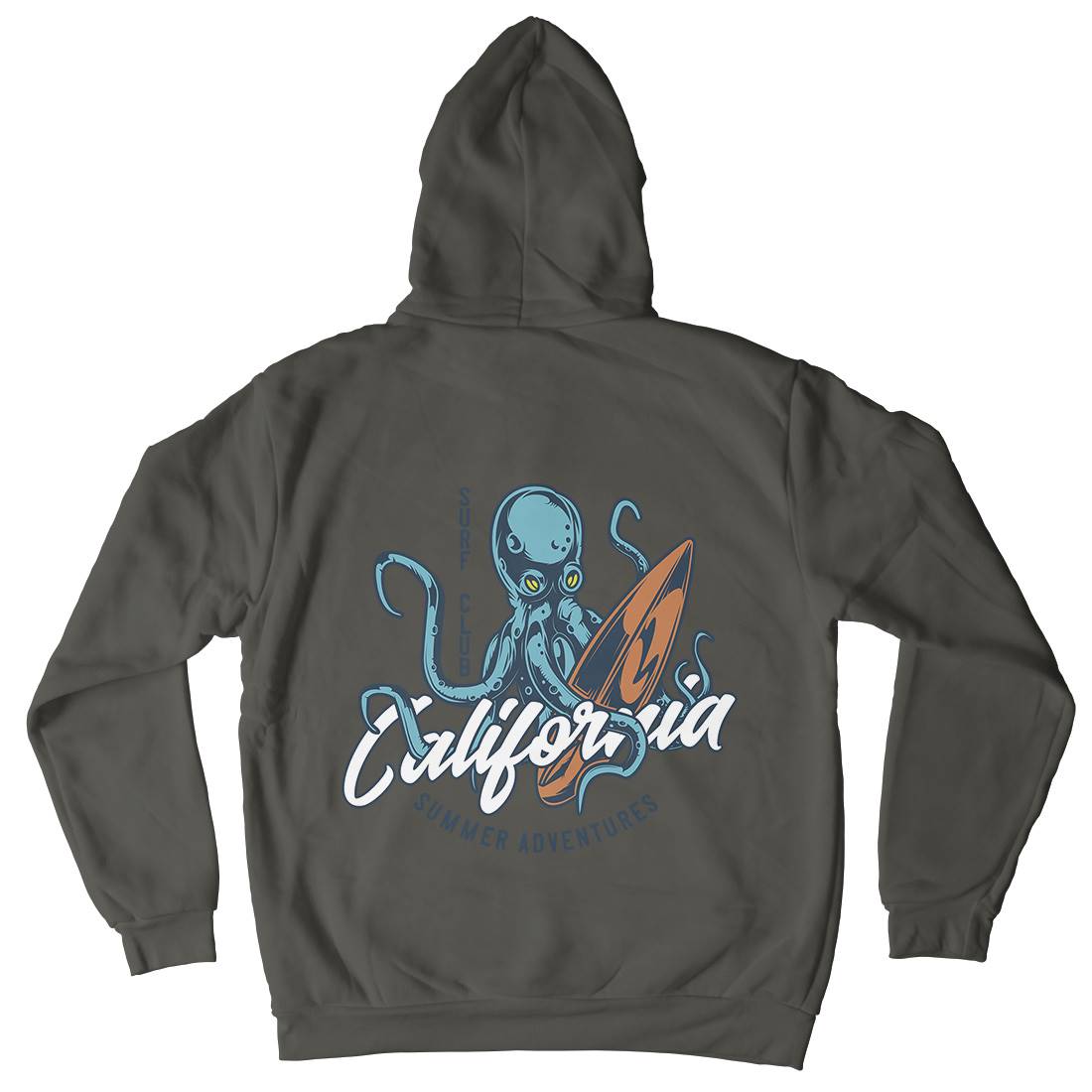 Octopus Surfing Mens Hoodie With Pocket Surf B348