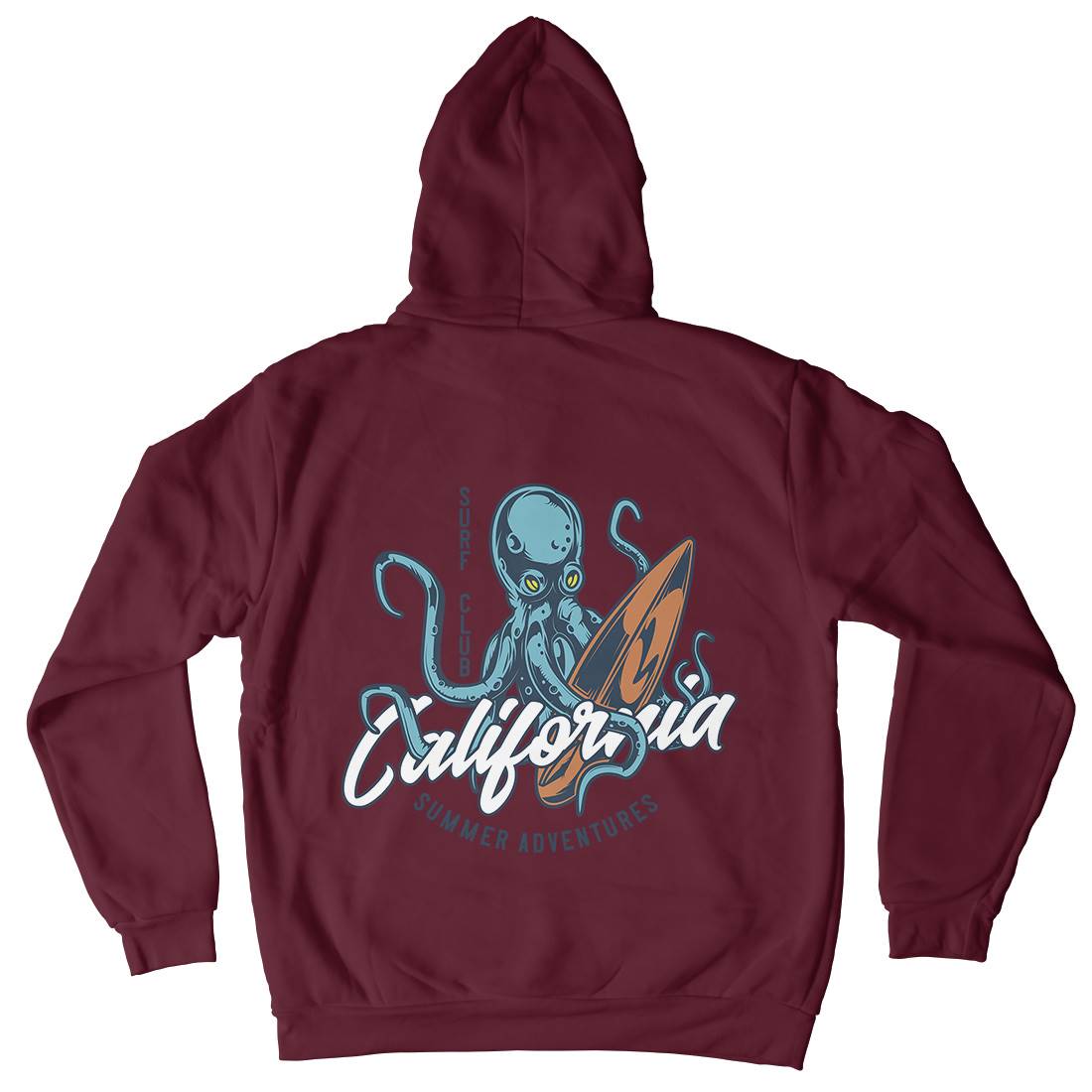 Octopus Surfing Mens Hoodie With Pocket Surf B348