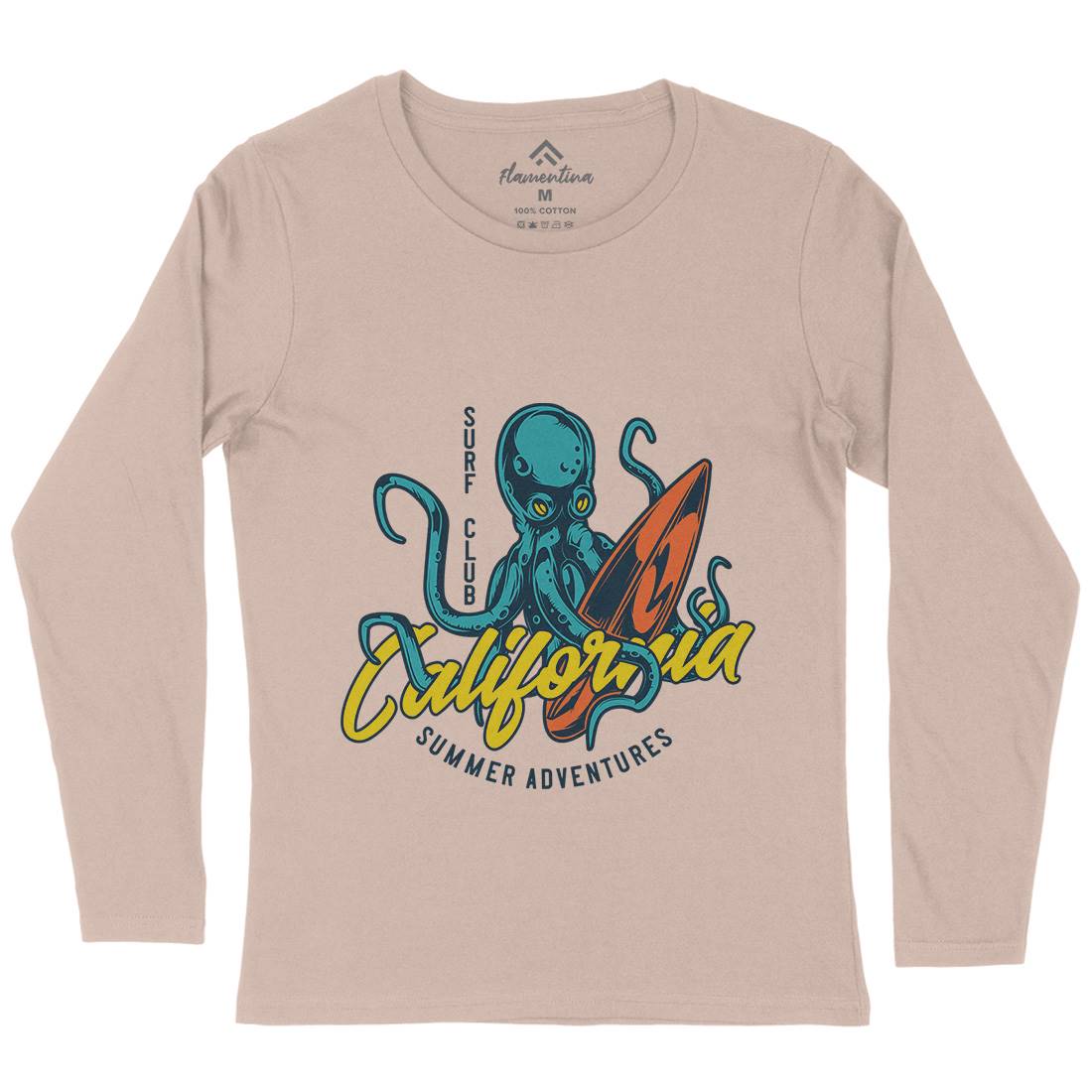 Octopus Surfing Womens Long Sleeve T-Shirt Surf B348