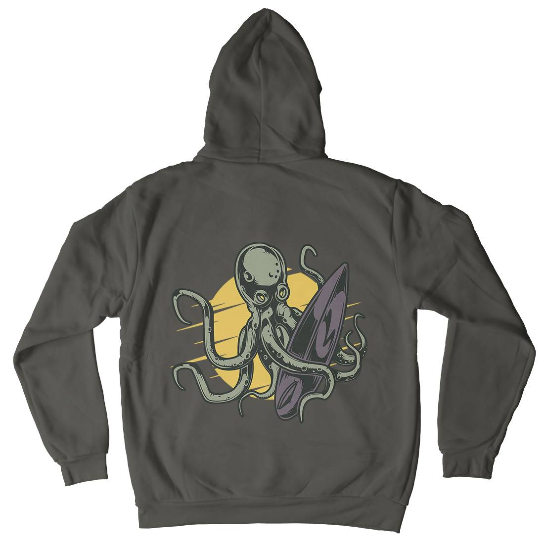 Octopus Surfing Mens Hoodie With Pocket Surf B349