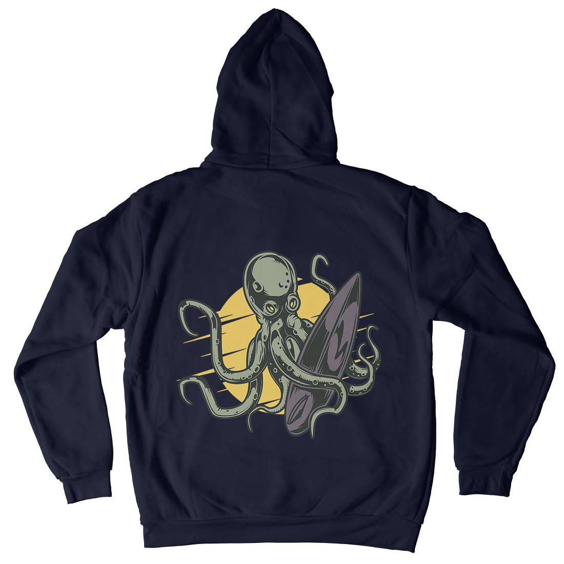Octopus Surfing Mens Hoodie With Pocket Surf B349