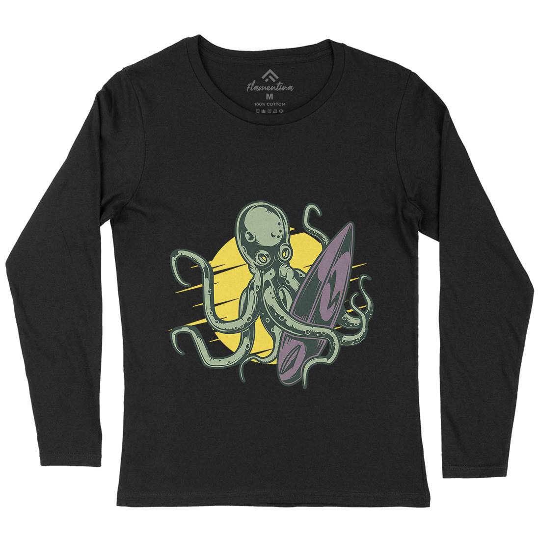 Octopus Surfing Womens Long Sleeve T-Shirt Surf B349