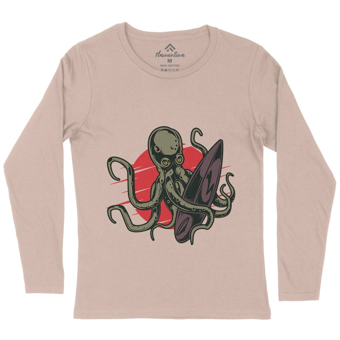 Octopus Surfing Womens Long Sleeve T-Shirt Surf B349
